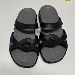 CROCS Black Meleen Twist slide sandals 9
